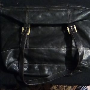Tignanello black leather purse handbag USED